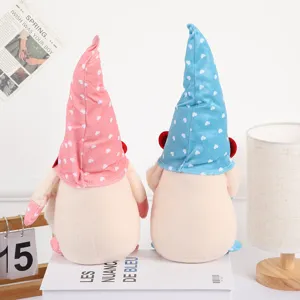 Valentine Day Faceless Gnome Plush Doll Set Cute Heart Hat Toy Home Shop Window Decor