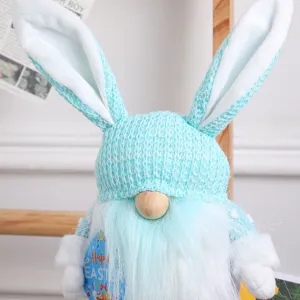 Schattige pluche kabouter pop zonder gezicht met konijnenoren paasdecoratie speelgoed