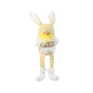 Paashaas pluche poppendecoratie, schattig gezichtsloos pop ornament met lange benen voor thuisdecoratie.