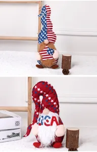 American Independence Day gnome plush doll patriotic tiered tray decor red stripe star toy