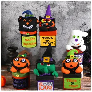 Halloween creative plush toy gift box cute funny pumpkin ghost decoration party spooky surprise.