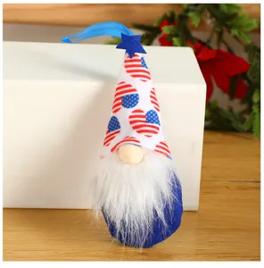 Independence day gnome doll ornament patriotic faceless plush hanging decoration with star