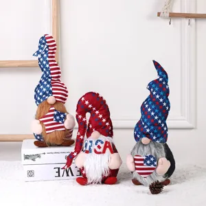 Patriotic Independence Day Faceless Gnome Plush Doll Stars Stripes Patriotic Theme Large Ornament Home Table Holiday Party Decoration Custom Toy