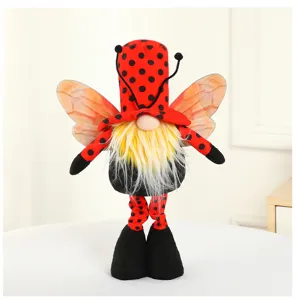 Cute ladybug gnome doll decoration for holiday party tabletop ornament detail view