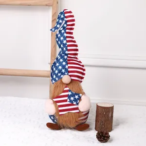 US Independence Day plush gnome doll, patriotic star stripe faceless dwarf toy home decor.
