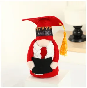 Peluche Nain de Graduation Poupee Nisse Suedois Chapeau de Docteur Rouge Cadeau de Fin