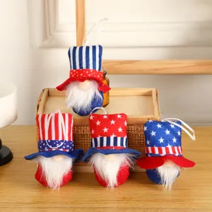 Patriotic Faceless Gnome Hanging Ornament Patriotic Rudolph Doll Decoration Stars And Stripes Fabric Gnome Plush Hanging Pendant For 4th Of July Home Holiday Party Decoration