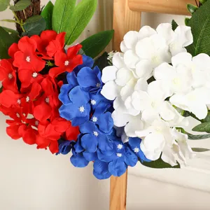 4th of July decorative wreath red white blue hydrangea half floral garland for home door hanging