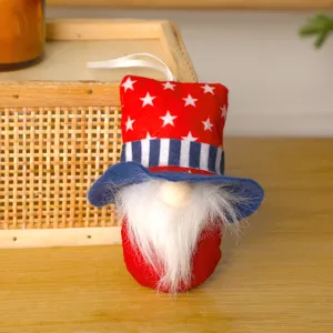 Patriotic gnome hanging ornament, red star hat Independence Day plush doll for home holiday decor
