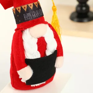 Peluche gnome de remise de diplôme poupée sans visage avec chapeau noir et corps rouge cadeau.