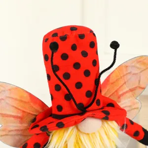Ladybug gnome plush toy faceless doll festival home decor adorable red polka dot hat