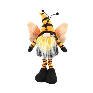 Cute bee gnome plush toy yellow black striped hat wings honey bee festival home decor item