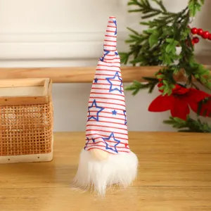 American Independence Day Gnome Plush Toy Red White Stripe Star Faceless Doll Decor