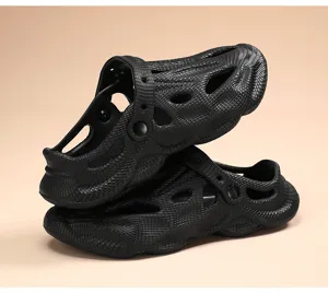 Schwarze rutschfeste Gartenschuhe für Damen und Herren, atmungsaktive Strandsandalen, weiche Schuhe.
