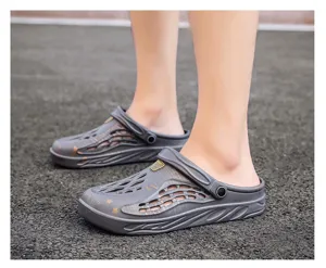 Unisex Sommer Gartenschuhe atmungsaktive Lochsandalen Strand Freizeitschuhe graue Clogs.