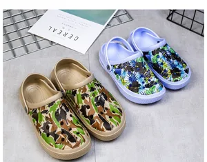 Zuecos de jardín de verano unisex zapatos de playa transpirables diseño de camuflaje