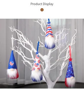 Unabhängigkeitstag Zwerg Hängeornamente USA patriotische gesichtslose Puppe Party 4Stk
