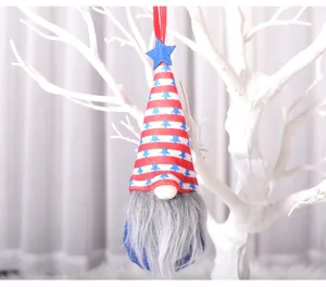 Independence day faceless doll red white blue stripe star hanging ornament holiday decor