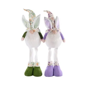 Easter plush gnome doll with long legs and cute rabbit ears for festive holiday home decor.