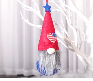 American Independence Day Gnome hanging doll red hat star striped holiday tree ornament