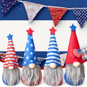 Amerikanischer Unabhängigkeitstag Zwerg Puppe mit Sternen und Streifen Hut, Festtagsdeko.