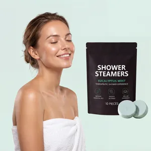 Eucalyptus mint shower steamers aromatherapy relaxation 10 pieces set for home spa experience.