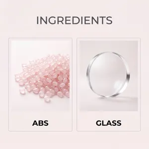 Materiaaldetailweergave met ABS-kunststof en glascomponenten voor draagbare epilator.