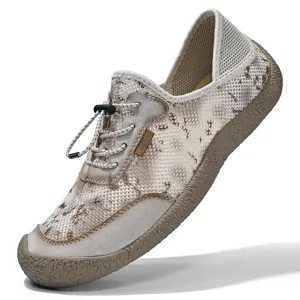 Zapatos casuales de malla para hombre, mocasines ligeros transpirables con cordones elásticos.