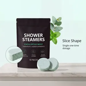 Eucalyptus mint shower steamers, 10 pieces pack, solid aromatherapy tablets for relaxing bath.