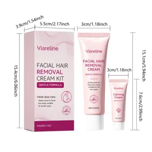Kit crème dépilatoire visage VIARELINE à l'aloe vera doux, 80g de crème et 10g de crème apaisante.