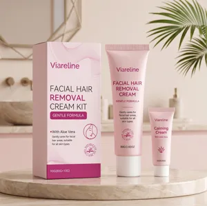Kit Crème Dépilatoire Visage Crème Épilatoire Douce à l'Aloe Vera Et Crème Réparatrice Apaisante Pour Soin du Visage Femme