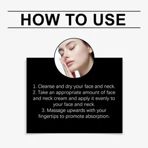 Detailed instruction graphic showing proper application steps for face and neck cream.