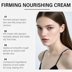 Firming nourishing body cream with ferment extract and HA for deep hydration and smooth skin.