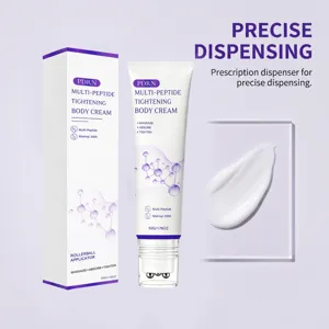 Crema corporal reafirmante multi-péptidos PDRN con aplicador de rodillo para la piel.