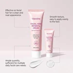 Ensemble de crème dépilatoire pour le visage VIARELINE avec crème apaisante douce.