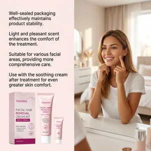 Kit de creme depilatoire faciale VIARELINE pour un soin doux et lisse de la peau.