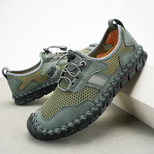 Chaussures de loisirs respirantes pour hommes en cuir et maille chaussures de sport randonnée
