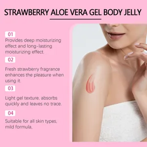Gel corporel à l'aloe vera et à la fraise pour hydratation profonde et soin quotidien.