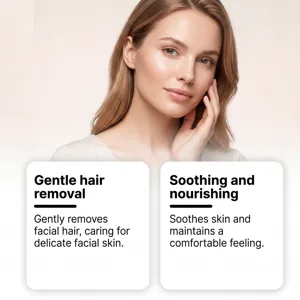 Facial hair removal cream detail view showcasing gentle and soothing skincare application.