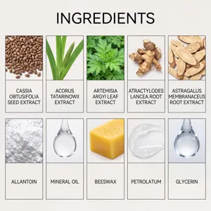 Detailed ingredient view showing natural plant extracts and essential skincare components.