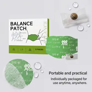 Herbal balance patch detail view, natural plant extracts for daily body care and relaxation.