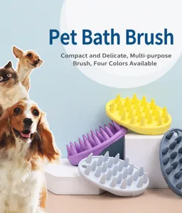 Pet bath brush silicone dog cat massage grooming brush multi-color portable soft scrubber