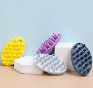 Silicone pet bath and massage brush, dual use for dry and wet grooming, comfortable.