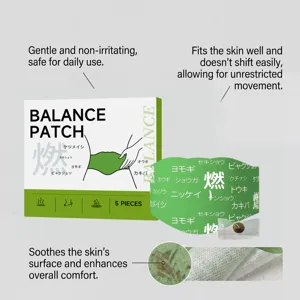 Herbal balance patch detail view showing natural herbal ingredients and breathable soft material.