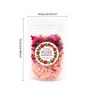 OCEAURA rose scented bath salt packet, 150g natural exfoliating body care salt.