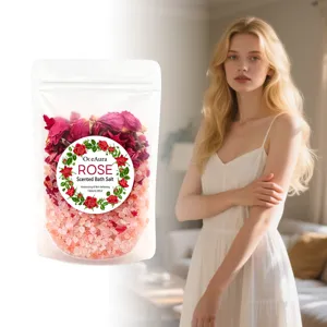Rose Scented Bath Salt Natural Sea Salt With Dried Rose Petals Cleansing Moisturizing Body Care Relaxing Spa