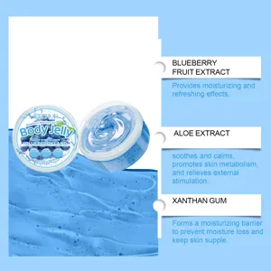 Vue détaillée du gel corporel à la myrtille EELHOE montrant une texture fraîche et des extraits.