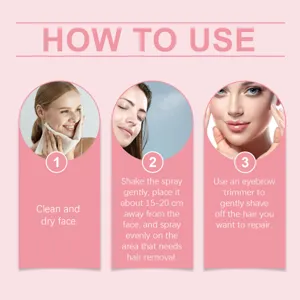 Face hair removal spray usage guide step by step clean skin and smooth facial care.