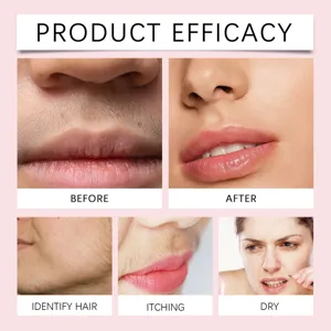 Facial hair removal spray efficacy detail close up before and after skin comparison view.
