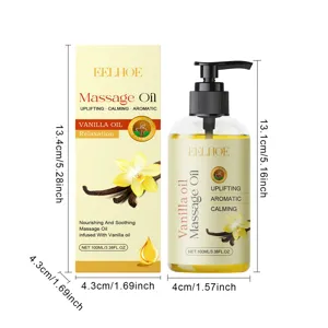EELHOE Olio da Massaggio Corpo Vaniglia 100ml Idratante Nutriente Emmolliente Cura Pelle